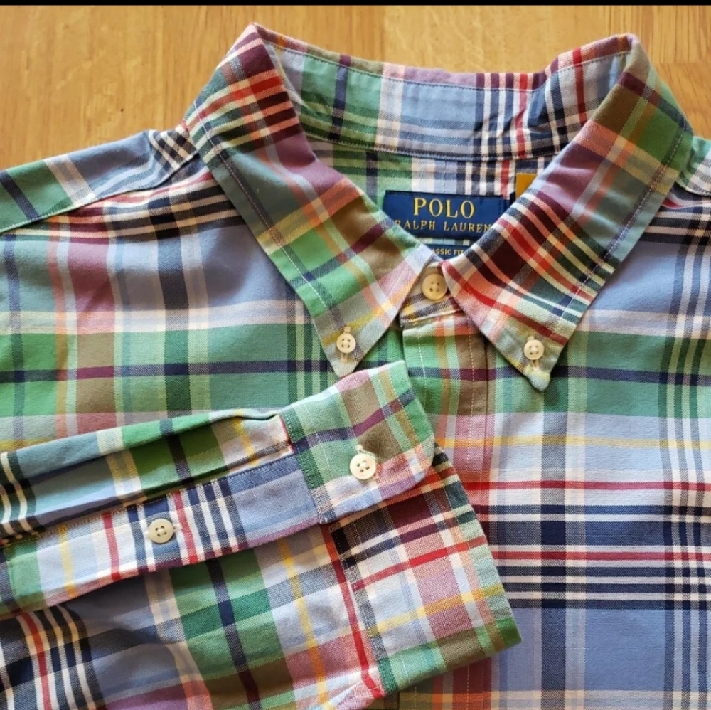 Polo Ralph Lauren Plaid Shirt Mens XXL Cotton Long Sleeve Pastel Flesh Pony